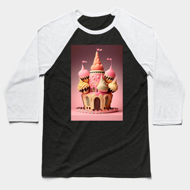 Castle Cupcake Baseball T-Shirt by MarkColeImaging